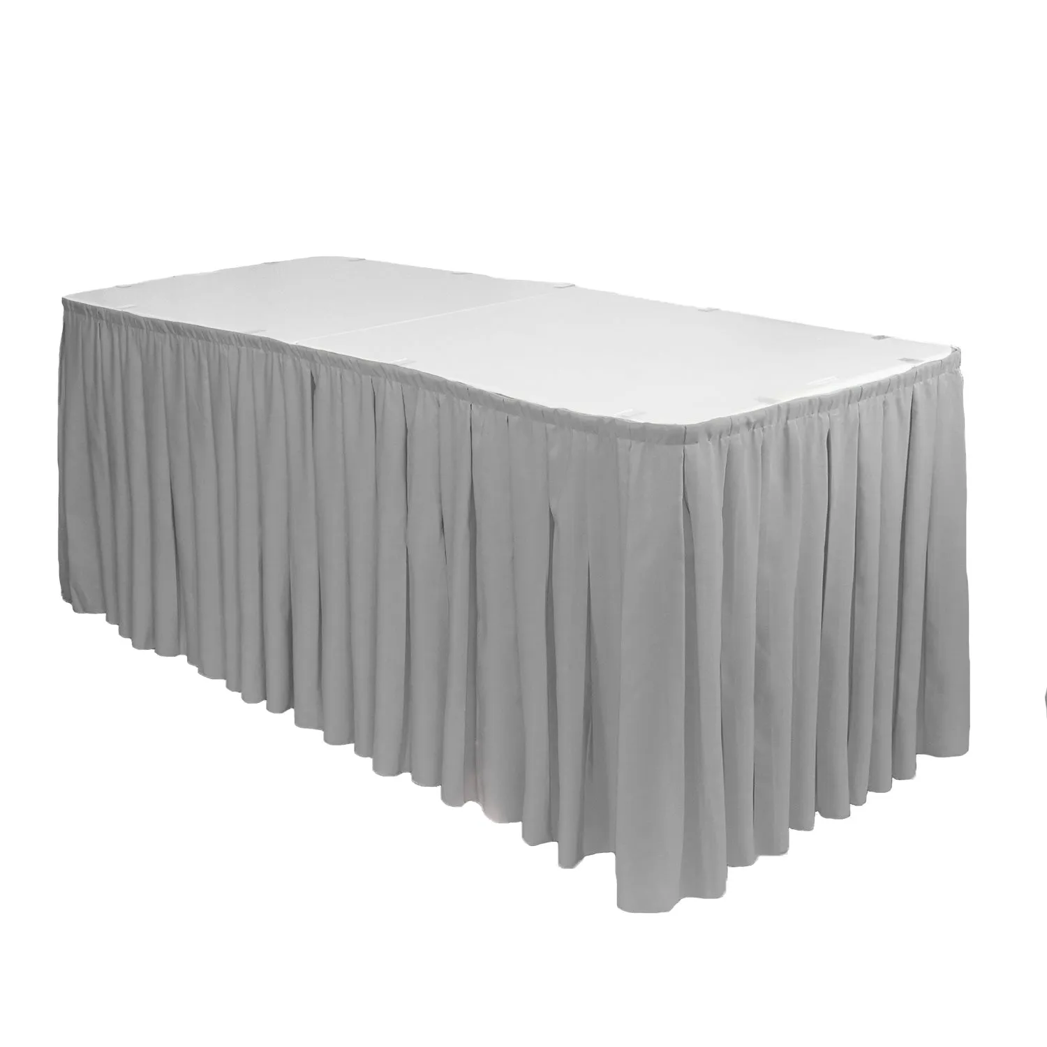 17 ft x 29 inch Polyester Pleated Table Skirt Gray