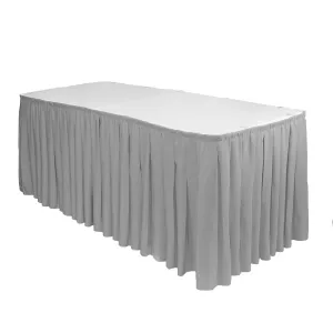 17 ft x 29 inch Polyester Pleated Table Skirt Gray