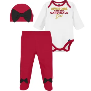 3-Piece Baby Girls Cardinals Bodysuit, Footed Pant, & Cap Set 3-Piece Baby Girls Cardinals Bodysuit, Footed Pant, & Cap Set