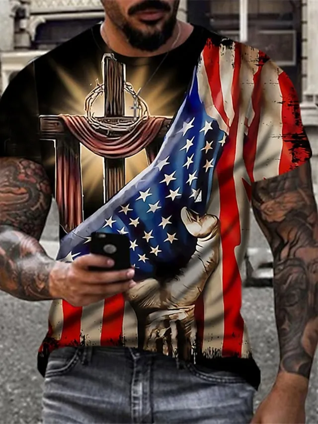 3D National Flag Street Casual Short Sleeve Sportswear Casual Shirts