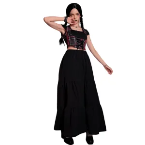 Academia Solid Layered Skirt