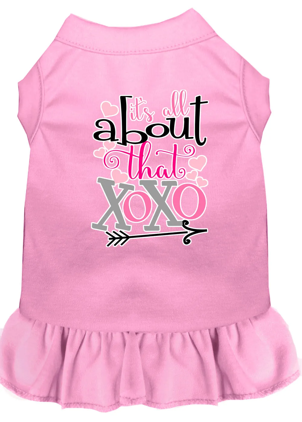 Adorable Light Pink XOXO Screen Print Dress for Small Dogs - Extra Small Size