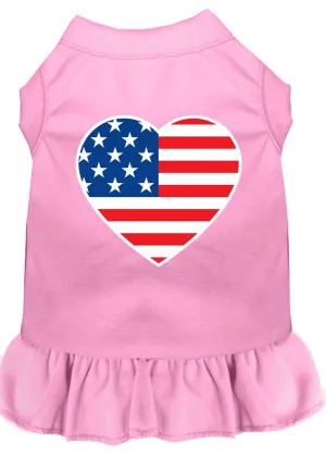 American Flag Heart Screen Print Dress Light Pink Sm (10)