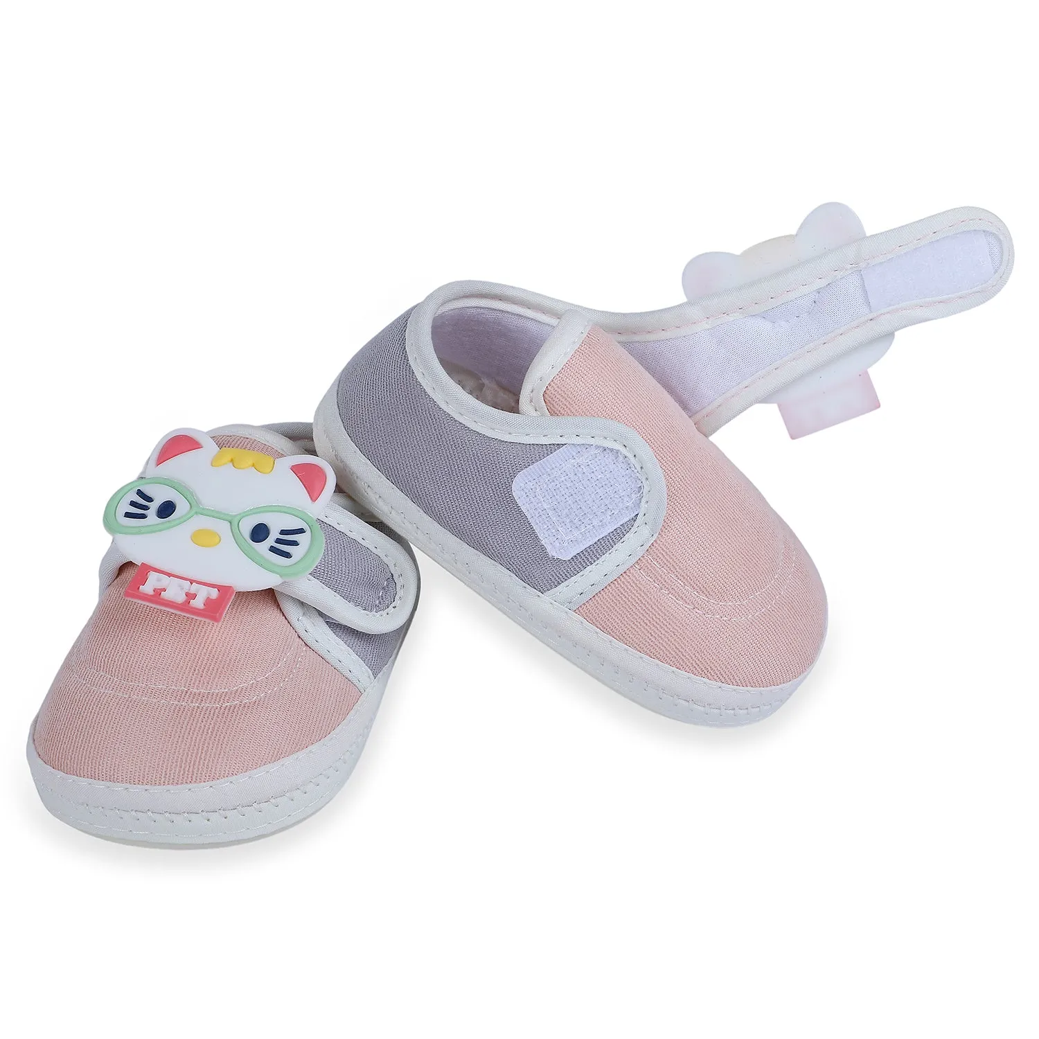 Baby Moo Kitty Love Soft Sole Anti-Slip Booties - Pink