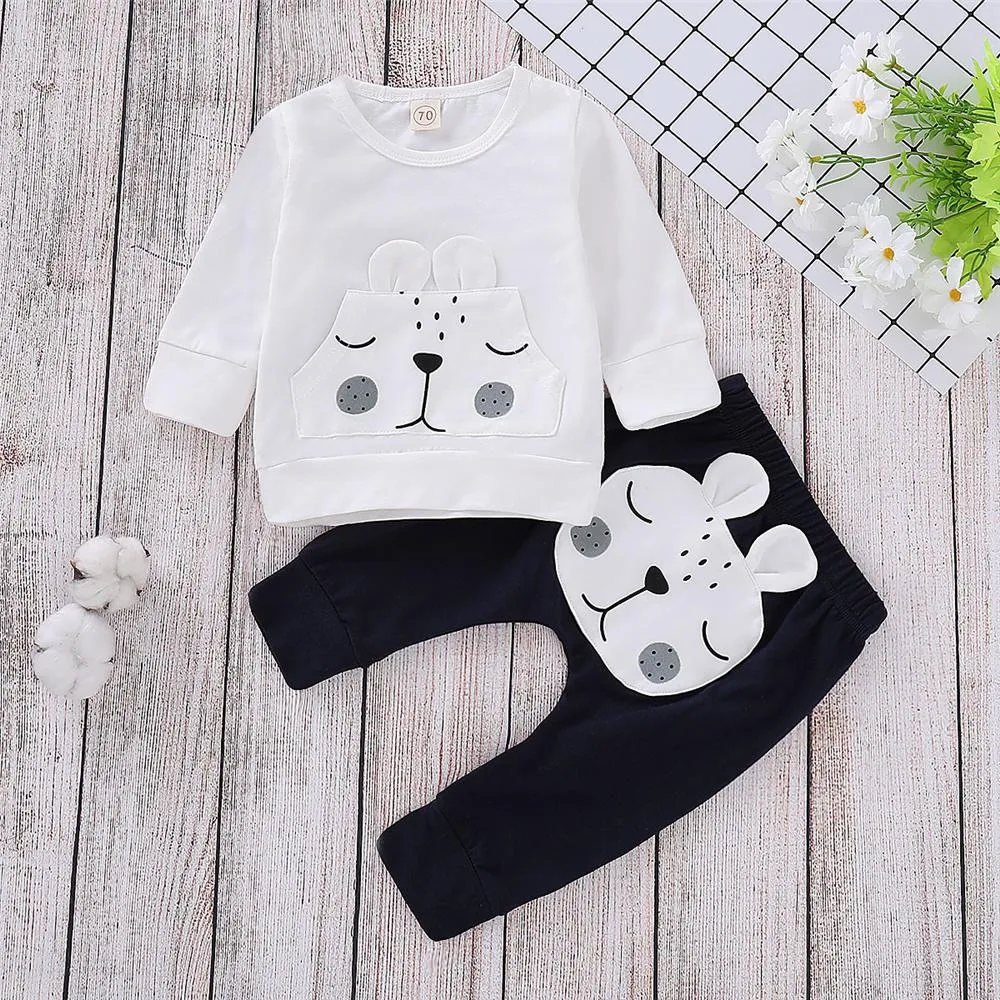 Baby Unisex Cartoon Cute Top & Pants Cheap Baby Boutique Clothes