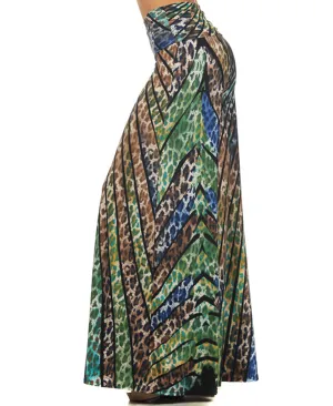 Beautiful Striped Leopard Cheetah Palazzo Pants Blue Green