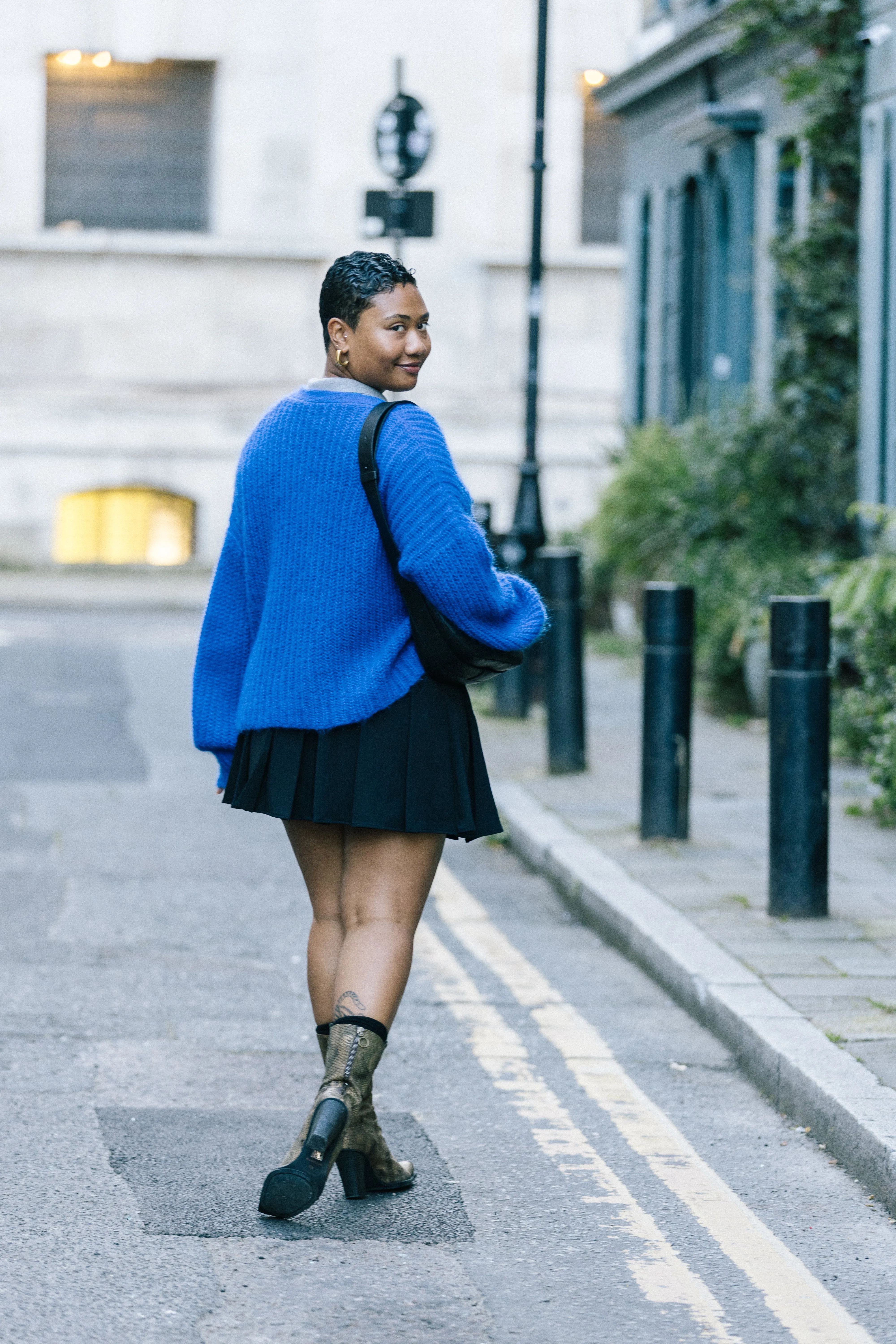Black Tailored Pleat Mini Skirt by Albaray