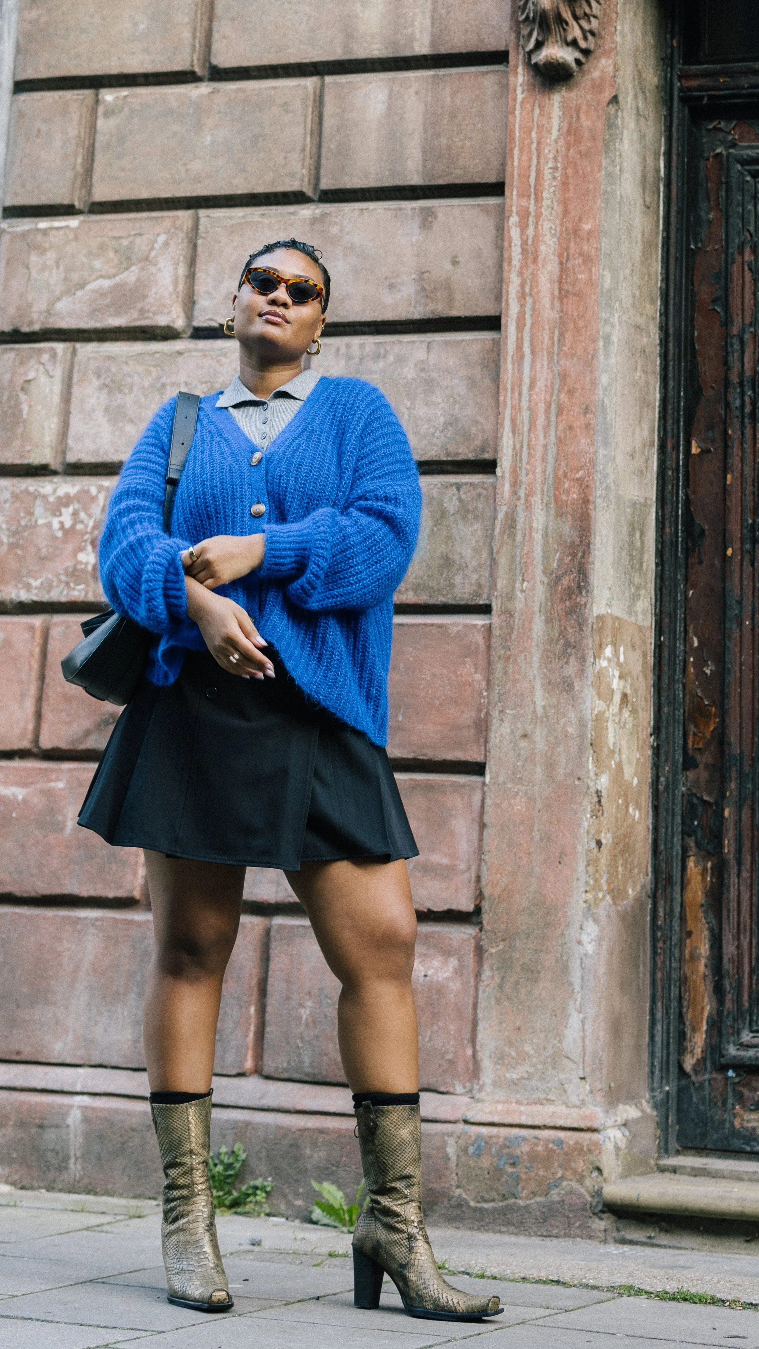 Black Tailored Pleat Mini Skirt by Albaray