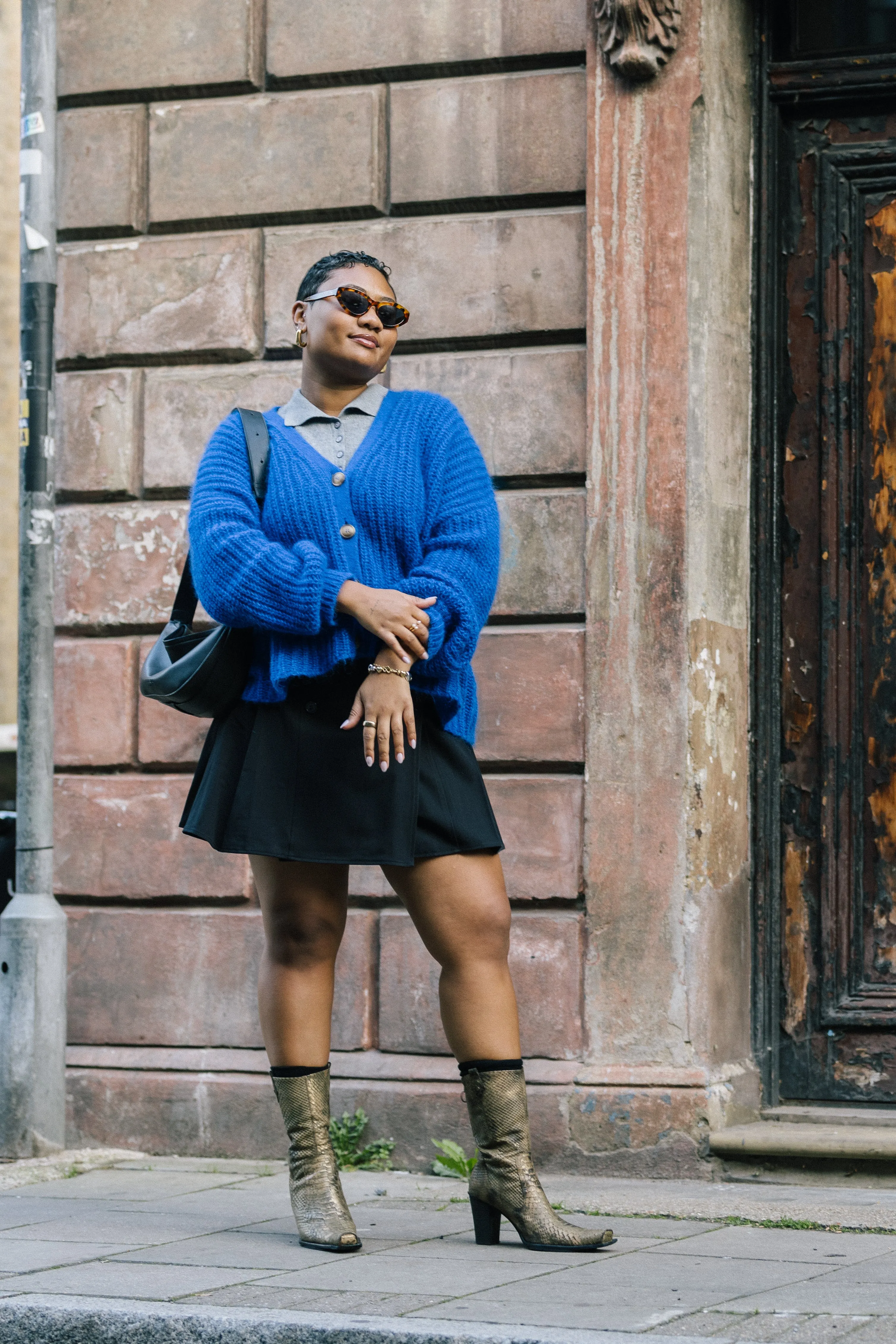 Black Tailored Pleat Mini Skirt by Albaray