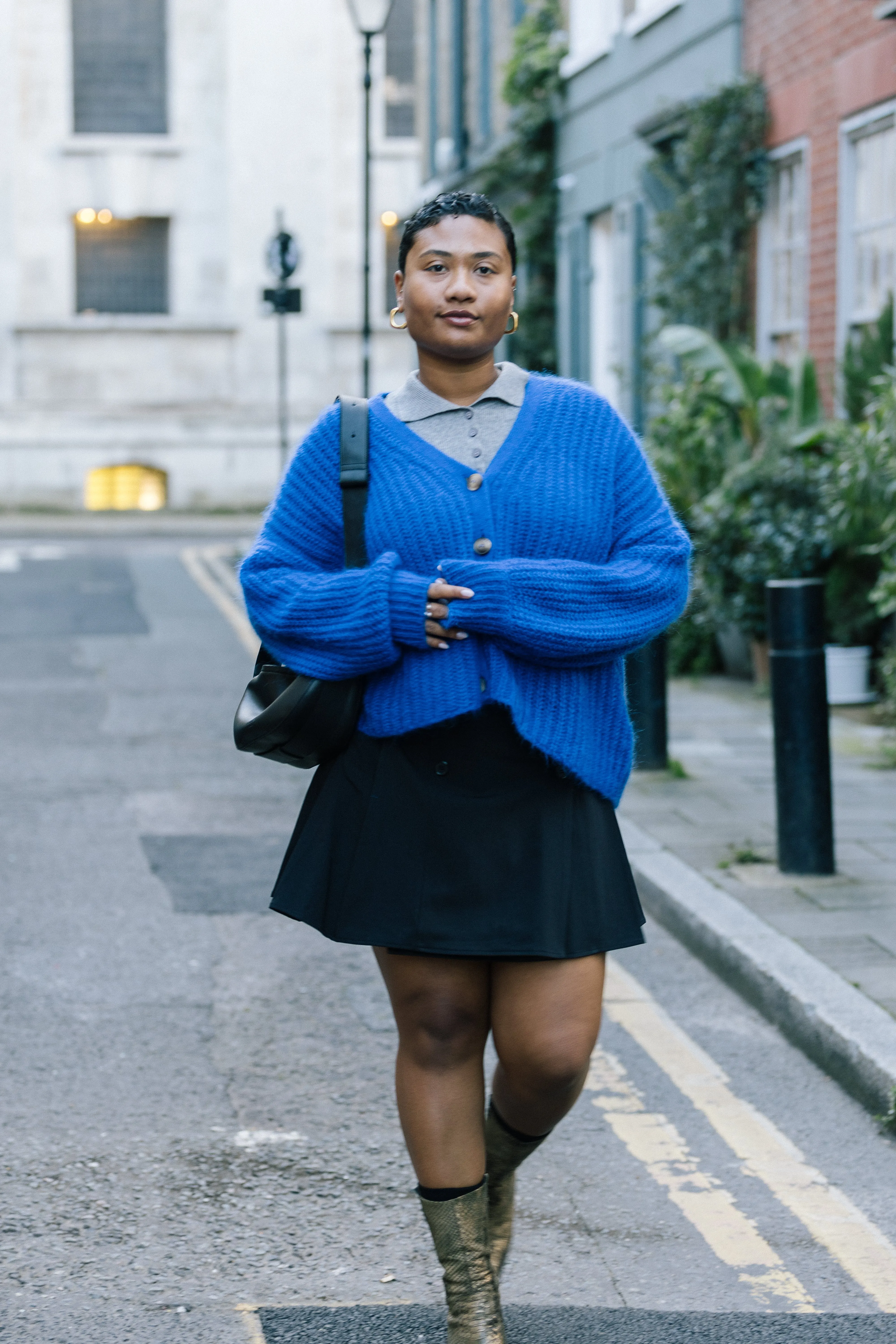Black Tailored Pleat Mini Skirt by Albaray