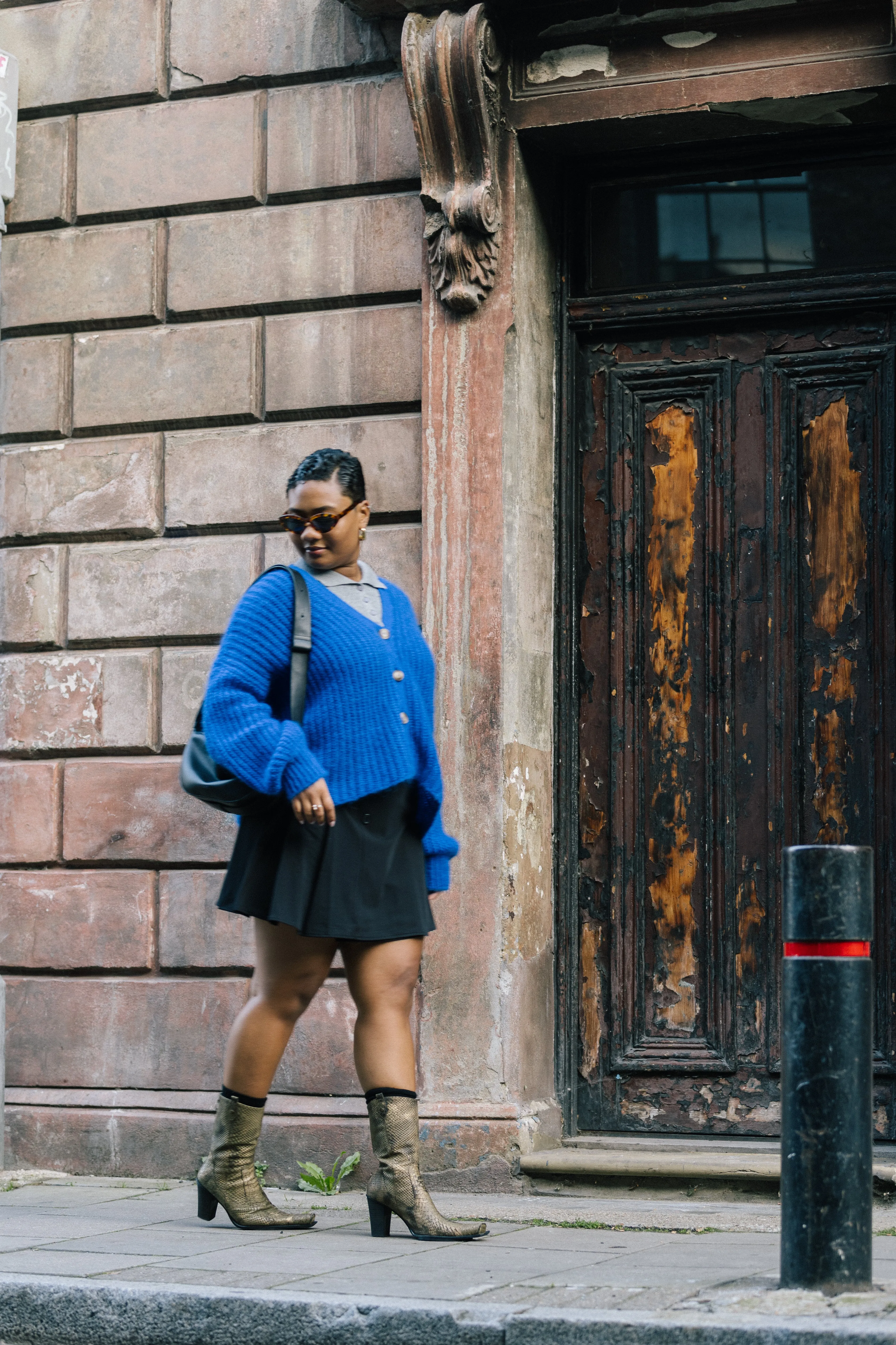Black Tailored Pleat Mini Skirt by Albaray