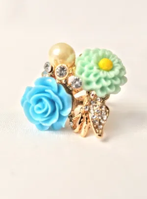 Blue & Light Green Elegant Ring For Women