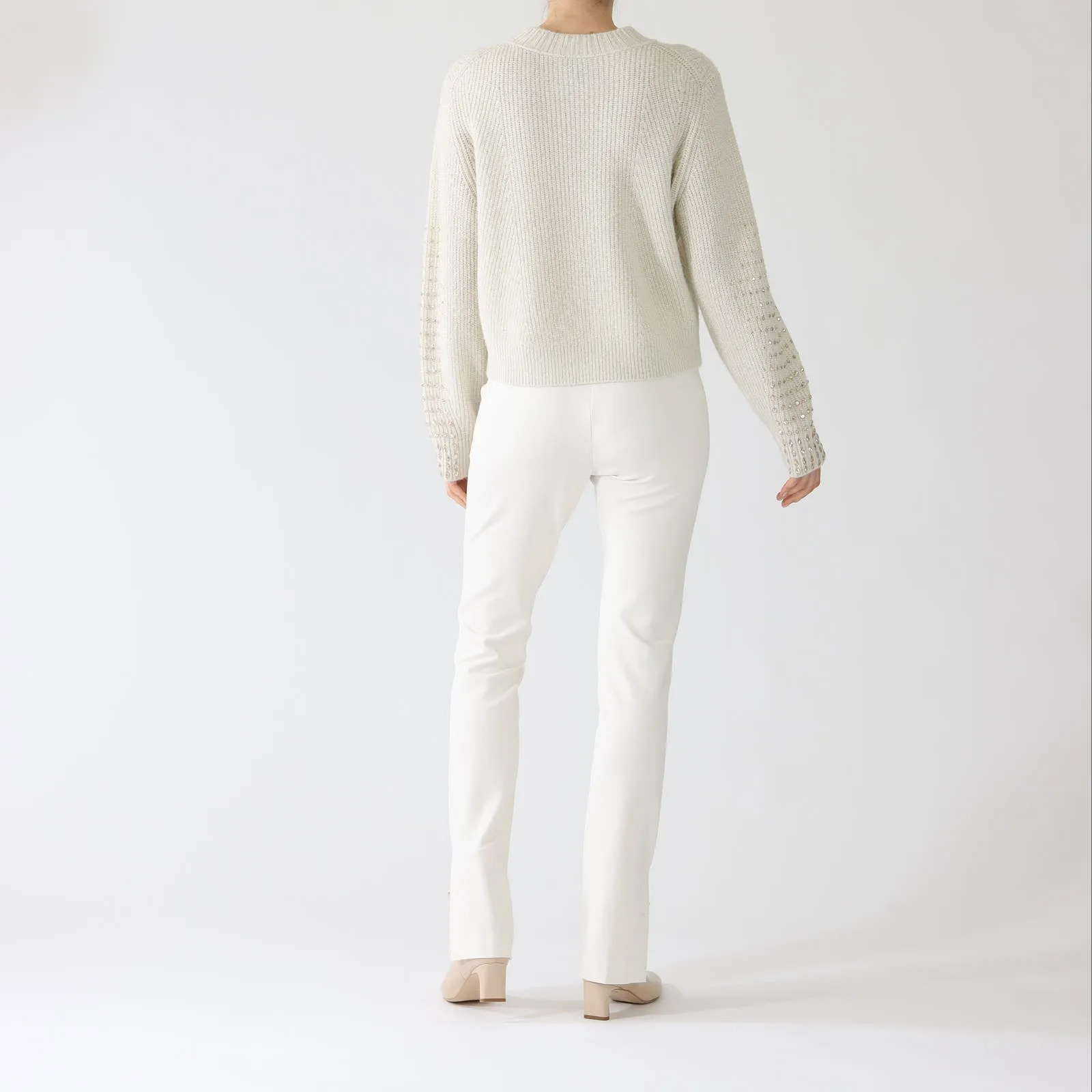 Bright Ecru Sydney Slim Pants With Split Cuffs