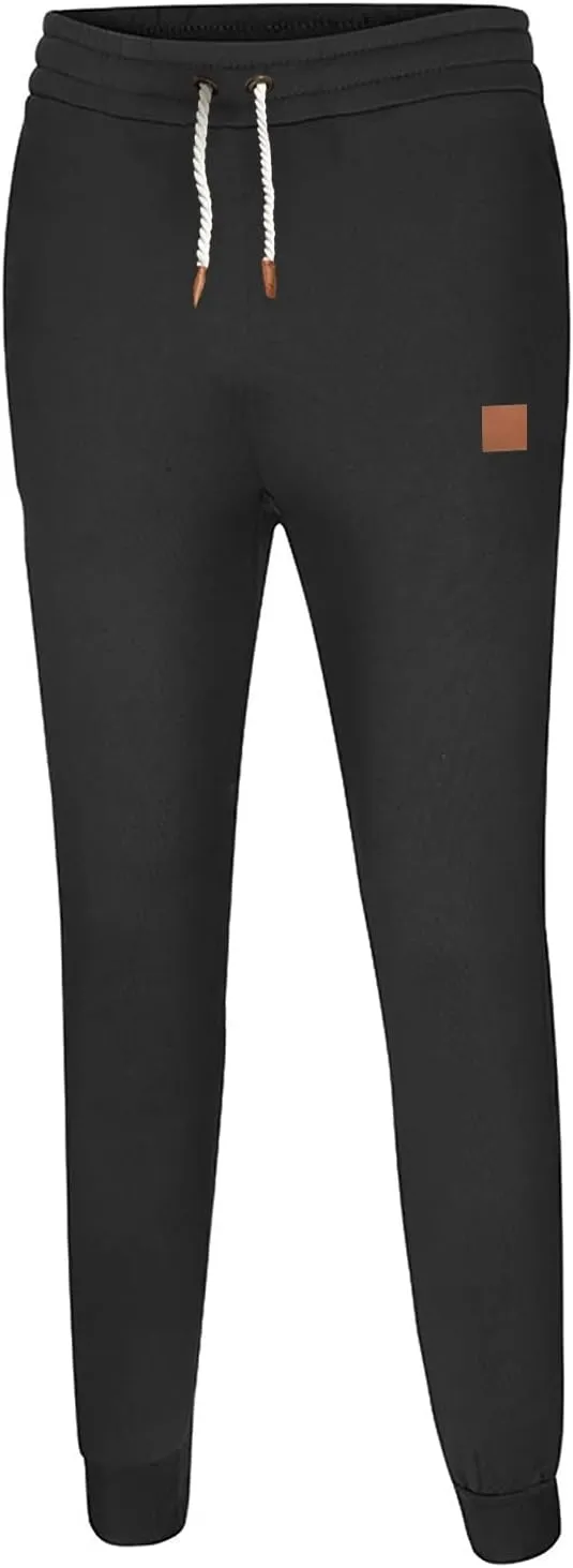 Cargo Sweatpants for Men Drawstring Sport Trousers Men's Heavyweight Fleece Cargo Sweatpants Elastic Waist Drawstring