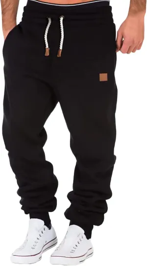 Cargo Sweatpants for Men Drawstring Sport Trousers Men's Heavyweight Fleece Cargo Sweatpants Elastic Waist Drawstring