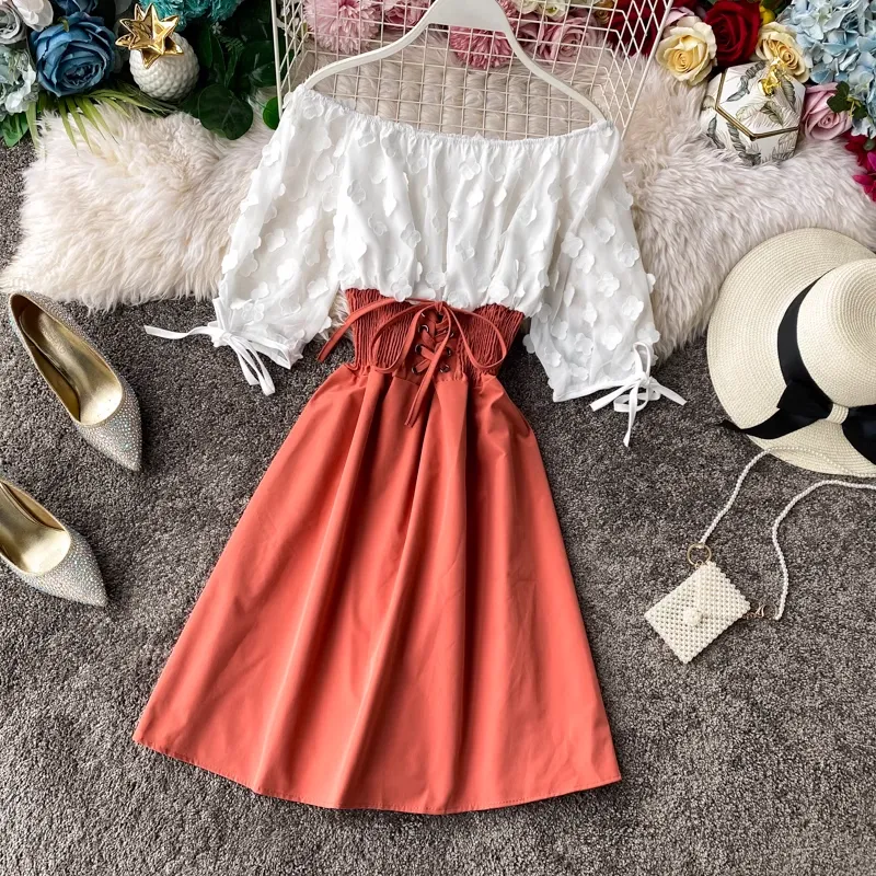 Chiffon Sheath Long-sleeved A-line Dress Summer Fairy Dress 959