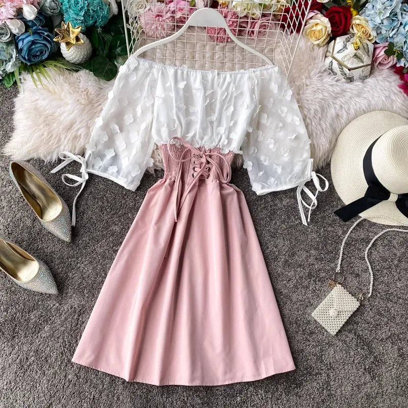 Chiffon Sheath Long-sleeved A-line Dress Summer Fairy Dress 959