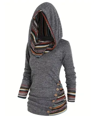 Contrast color casual hoodie