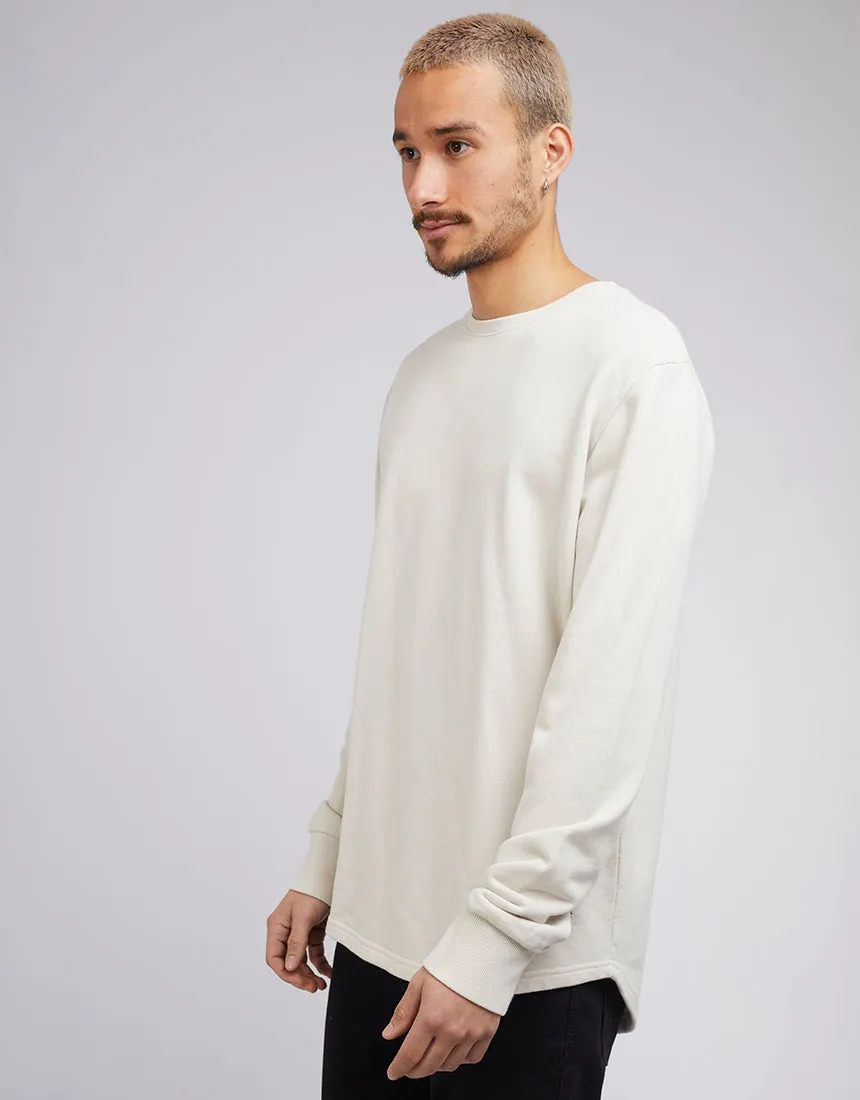 Curved Hem Crew Light Grey