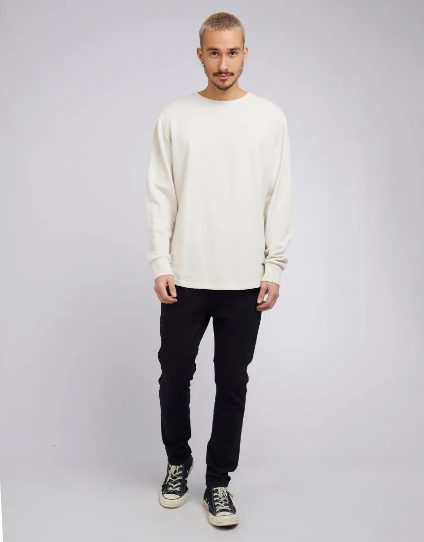 Curved Hem Crew Light Grey