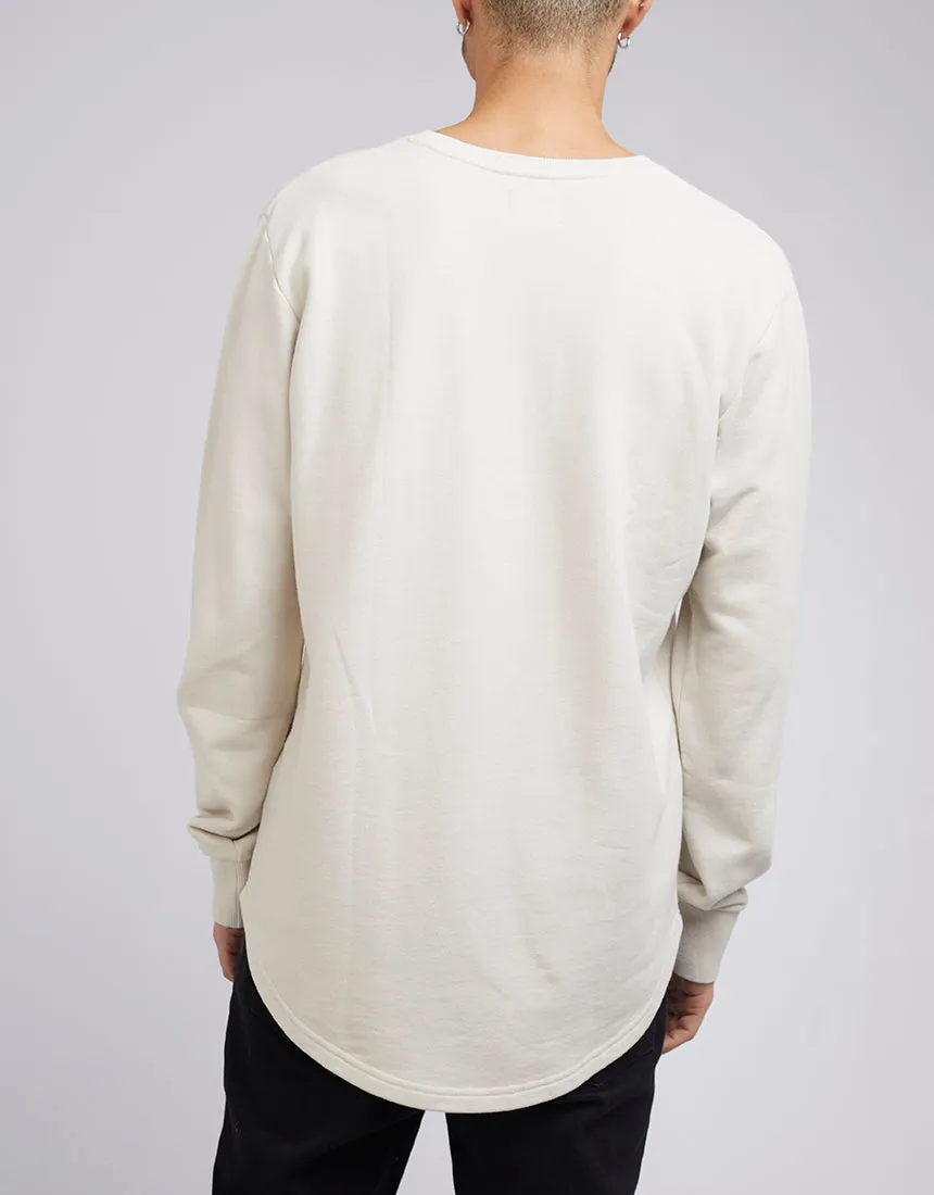 Curved Hem Crew Light Grey