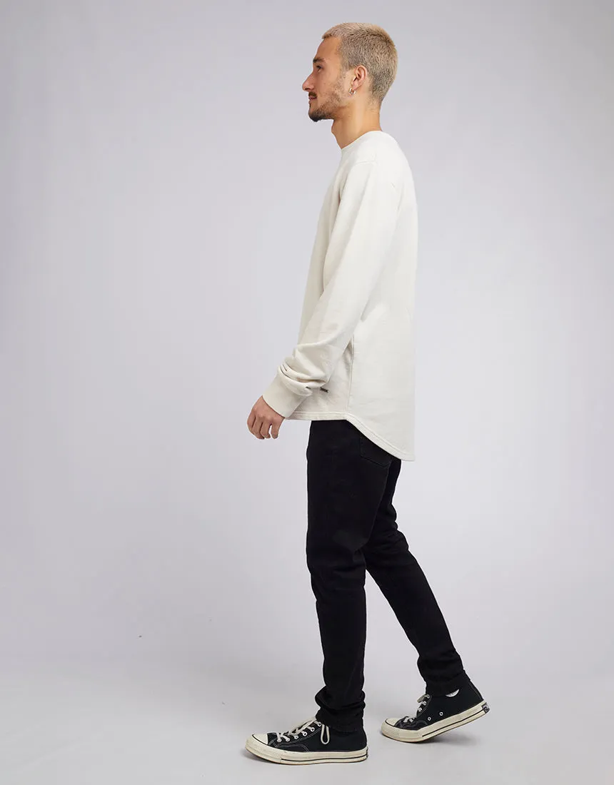 Curved Hem Crew Light Grey
