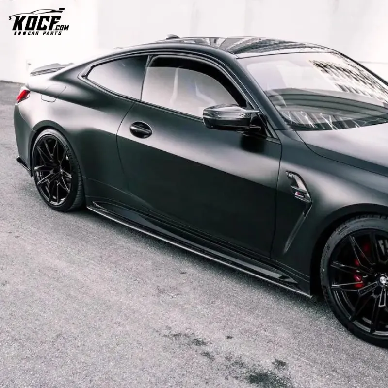 Custom G80 M3 New Style Flat Shape Carbon Fiber Side Skirts Extensions Rocker Panel For BMW G80 M3 G82 M4 2021  Factory