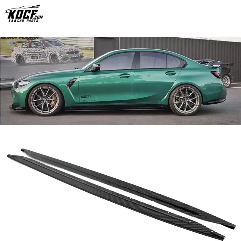 Custom G80 M3 New Style Flat Shape Carbon Fiber Side Skirts Extensions Rocker Panel For BMW G80 M3 G82 M4 2021  Factory