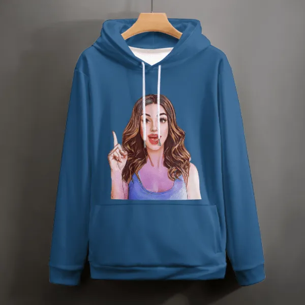 Custom Photo Plus Size Hoodie with Pictures Black Hoodie with Design Personalized Face Unisex Loose Hoodie Custom Top Outfits