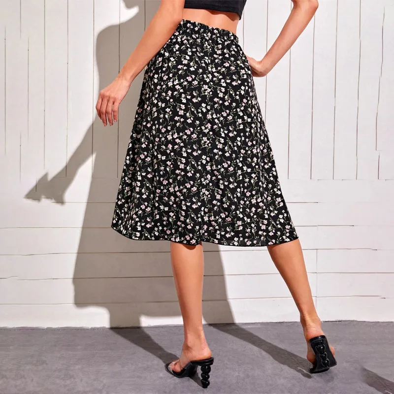 Ditsy Floral Print Flare Skirt