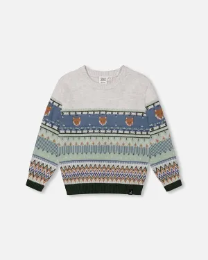 DPD Jacquard Sweater with Fox Detail