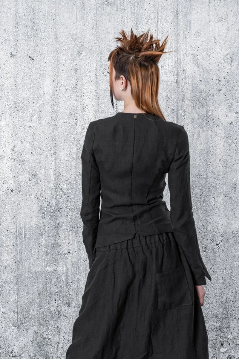 eigensinnig wien | Ada | Schwarze Blusenjacke für Damen aus Leinen