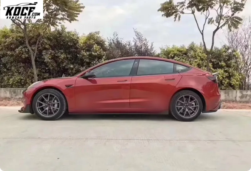 Exterior Carbon Fiber Side Skirts for Tesla Model 3 Sedan 4 Door Accessories Side Bumper Splitter V Style Glossy Black