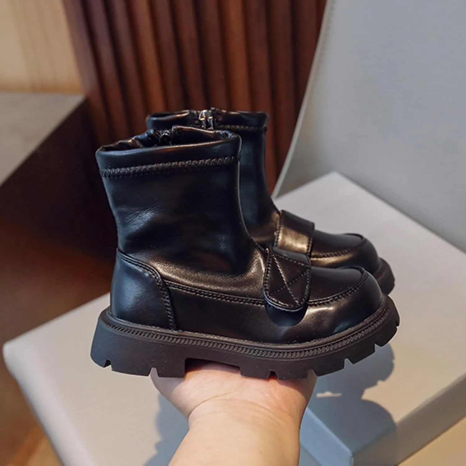 Fashion Thick Bottom Chunky Heel Girls Boots Breathable Mid Calf Round Toe Non Slip Casual School Warm Super Girl Boots