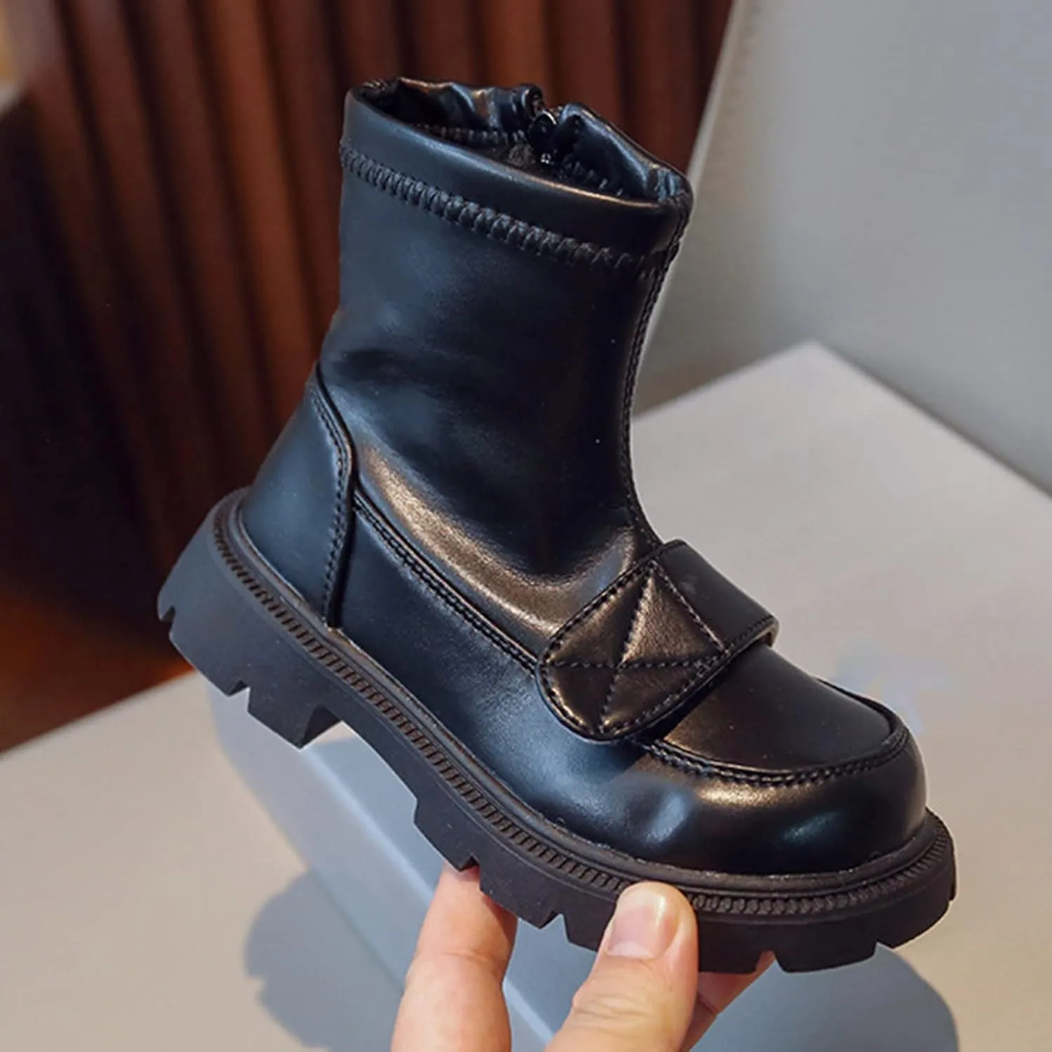 Fashion Thick Bottom Chunky Heel Girls Boots Breathable Mid Calf Round Toe Non Slip Casual School Warm Super Girl Boots