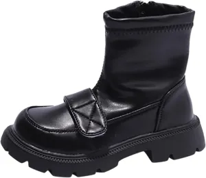 Fashion Thick Bottom Chunky Heel Girls Boots Breathable Mid Calf Round Toe Non Slip Casual School Warm Super Girl Boots