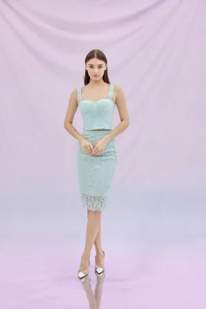 Fawne Green Flower Lace Skirt