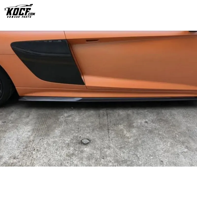 Fits for 2016-2019 Audi R8 V10 PLUS Carbon Fiber Side Skirts Extensions Add-on factory make customization