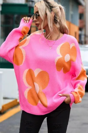 Flower Dropped Shoulder Sweater