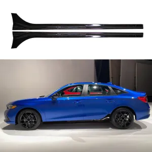 For 2022-2024 Honda Civic Side Skirts Extension Body Kit (Gloss Black/Red Stripe)