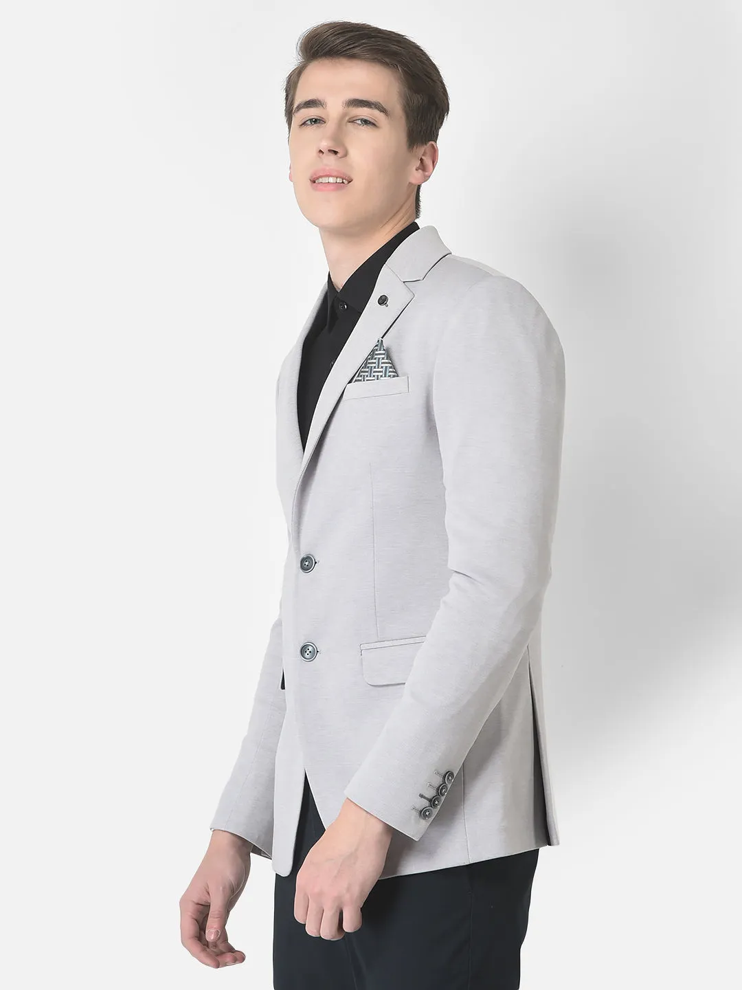 Grey Single-Breasted Blazer