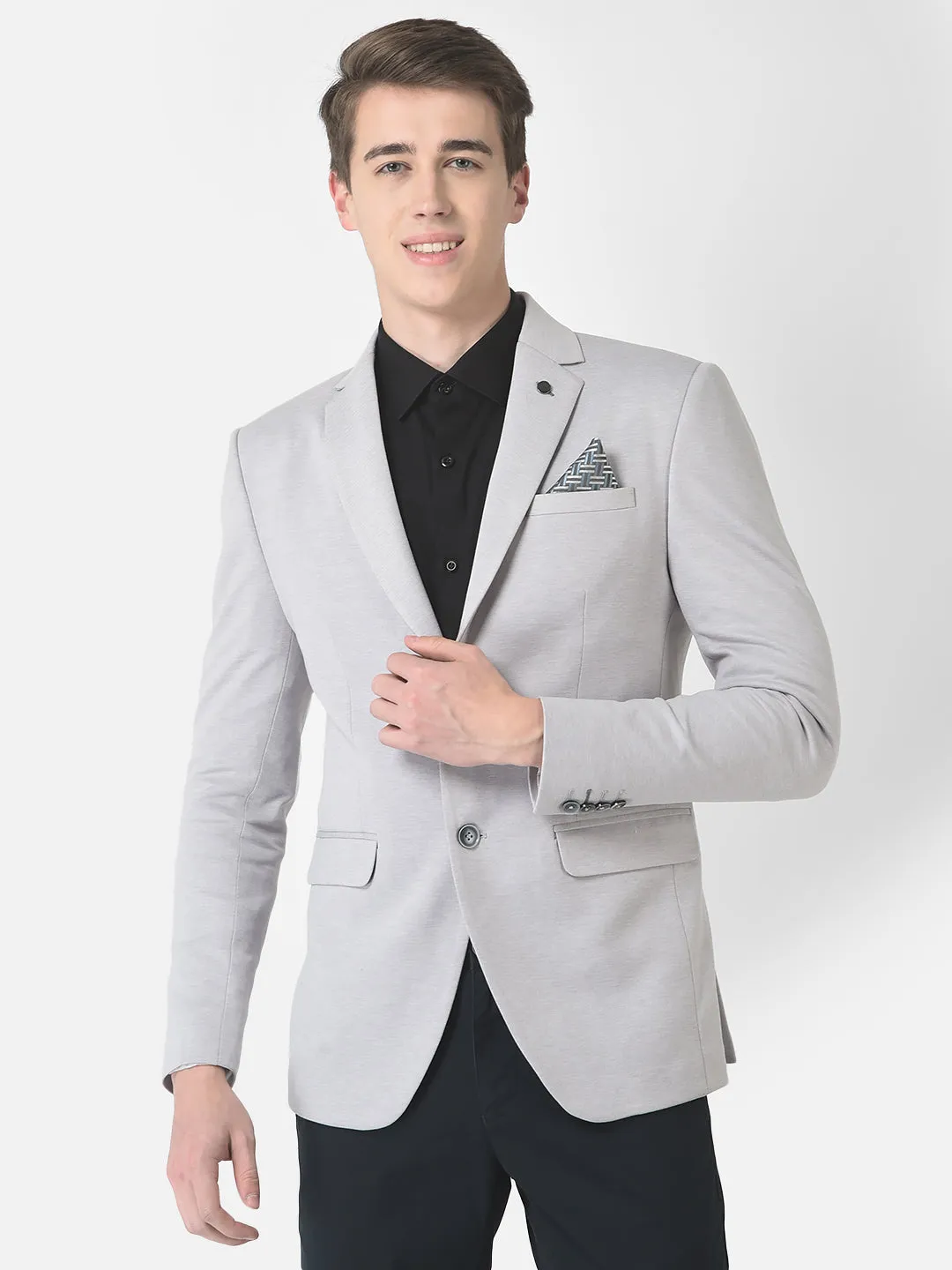Grey Single-Breasted Blazer