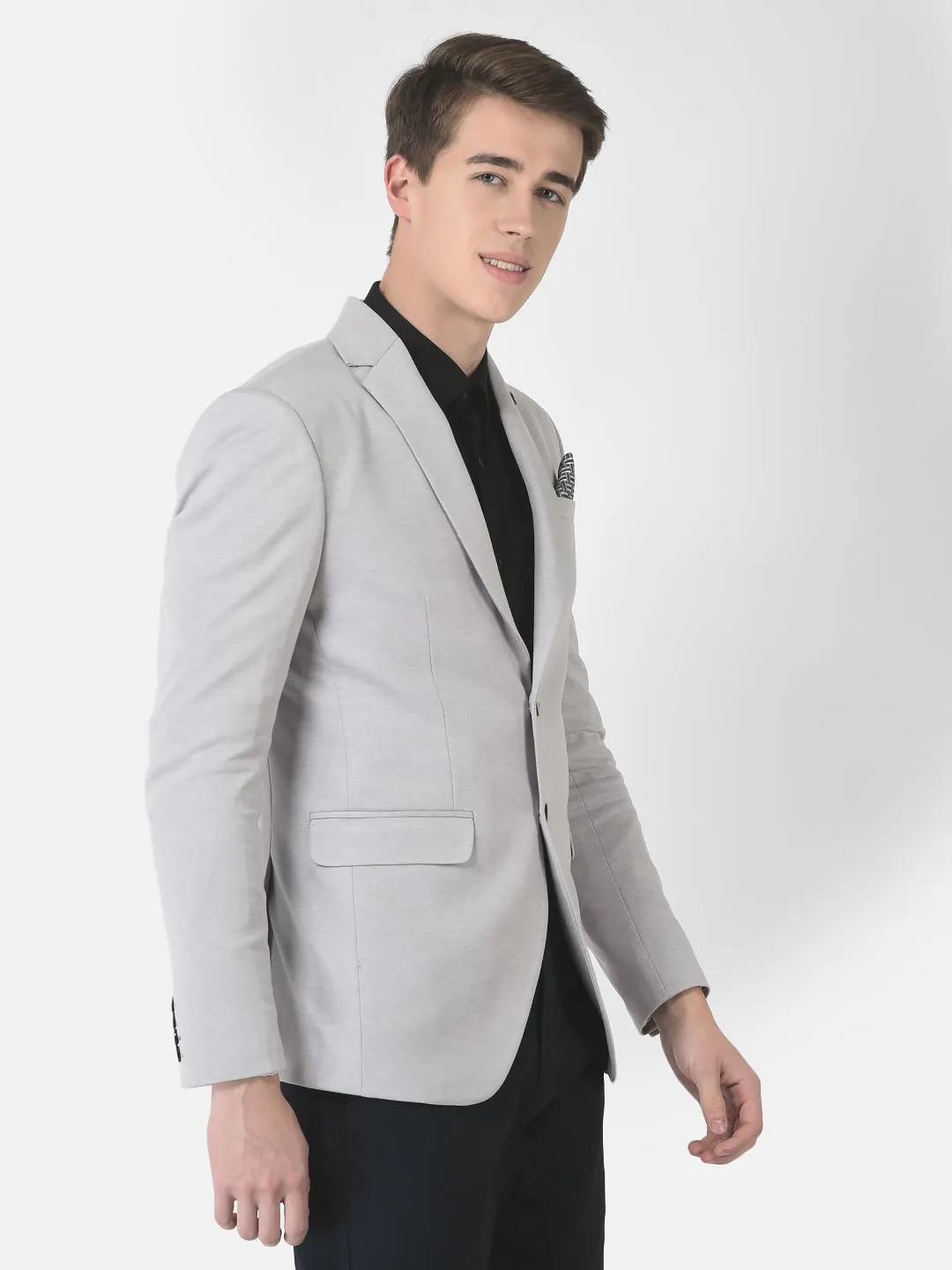 Grey Single-Breasted Blazer