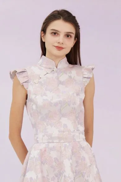 Gwenith Purple Mandarin Collar Top