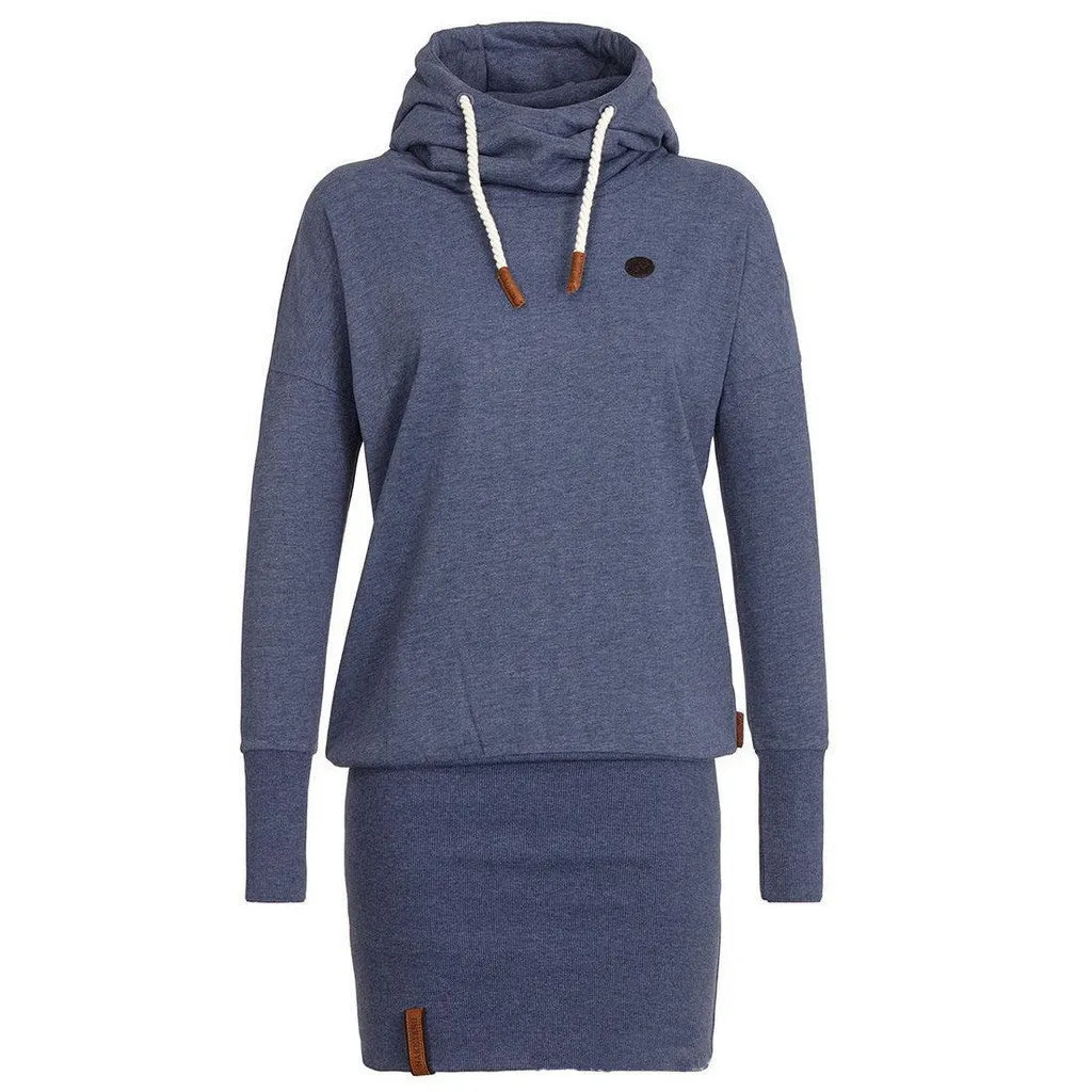 High Neck Bodycon Hoodie Sweatshirt