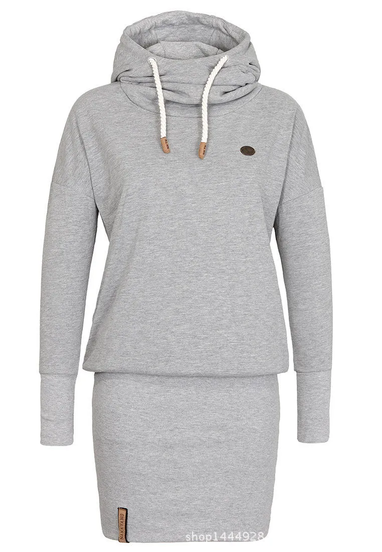 High Neck Bodycon Hoodie Sweatshirt