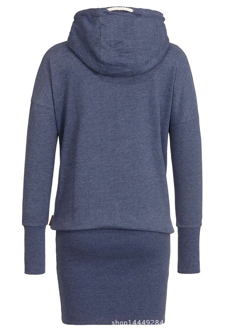 High Neck Bodycon Hoodie Sweatshirt