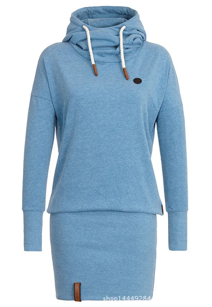 High Neck Bodycon Hoodie Sweatshirt