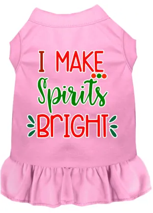I Make Spirits Bright Screen Print Dog Dress Light Pink Med