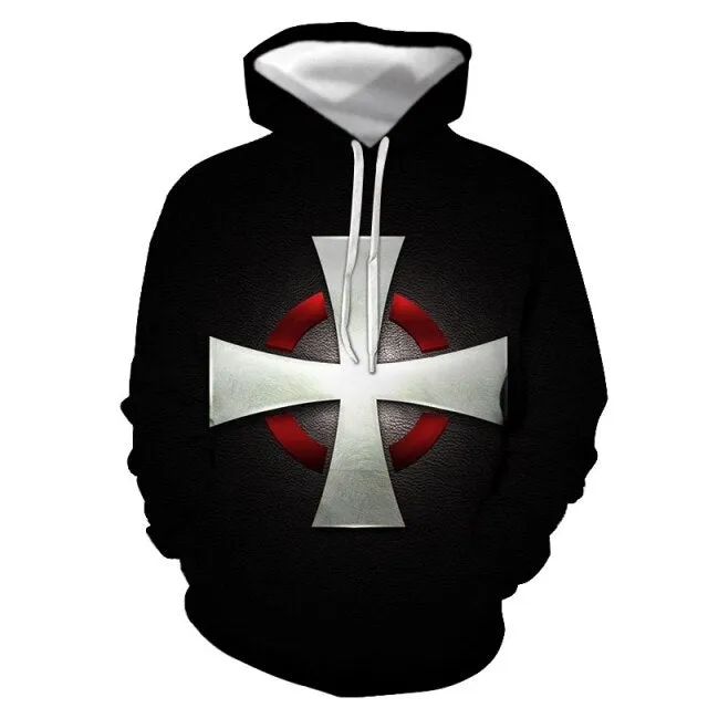 Knights Templar Commandery Hoodie - Gray Cross